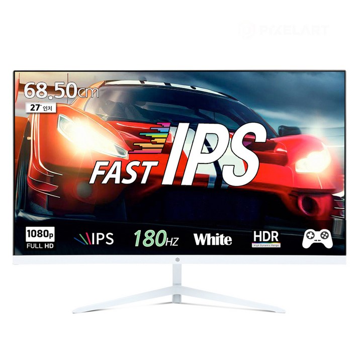 픽셀아트 FHD Fast IPS 180Hz 모니터 화이트, 68.58cm, PA2718W(무결점)