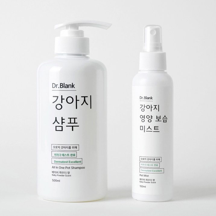 닥터블랭크 반려견 저자극 샴푸 500ml + 미스트 150ml 세트 플럼레인향, 1세트