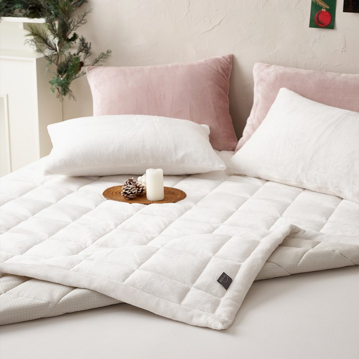 에어룸 자가발열 히팅솜 극세사 스테이 침대패드, 아이보리