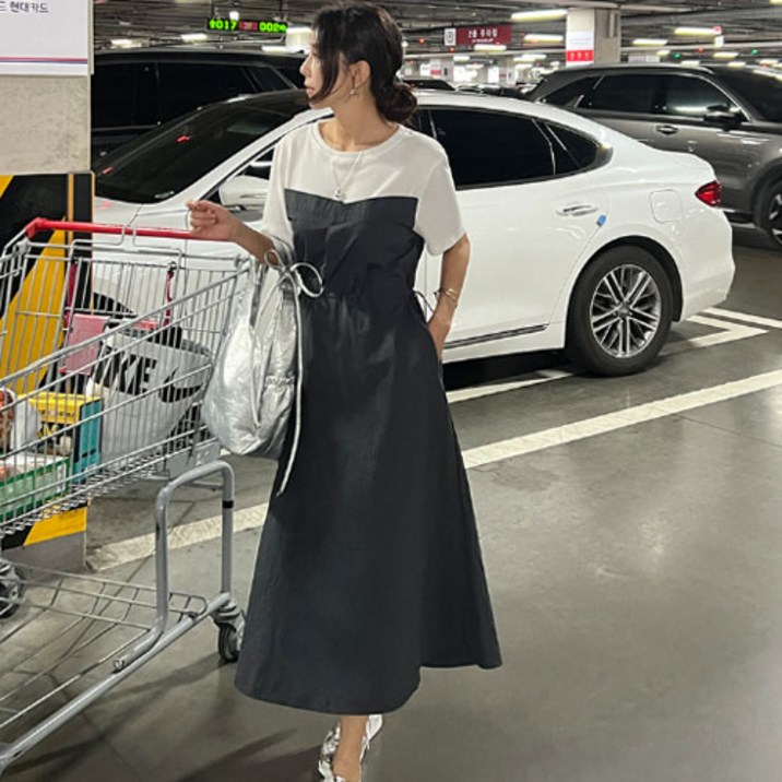 [난닝구]무슈델 배색반팔원피스