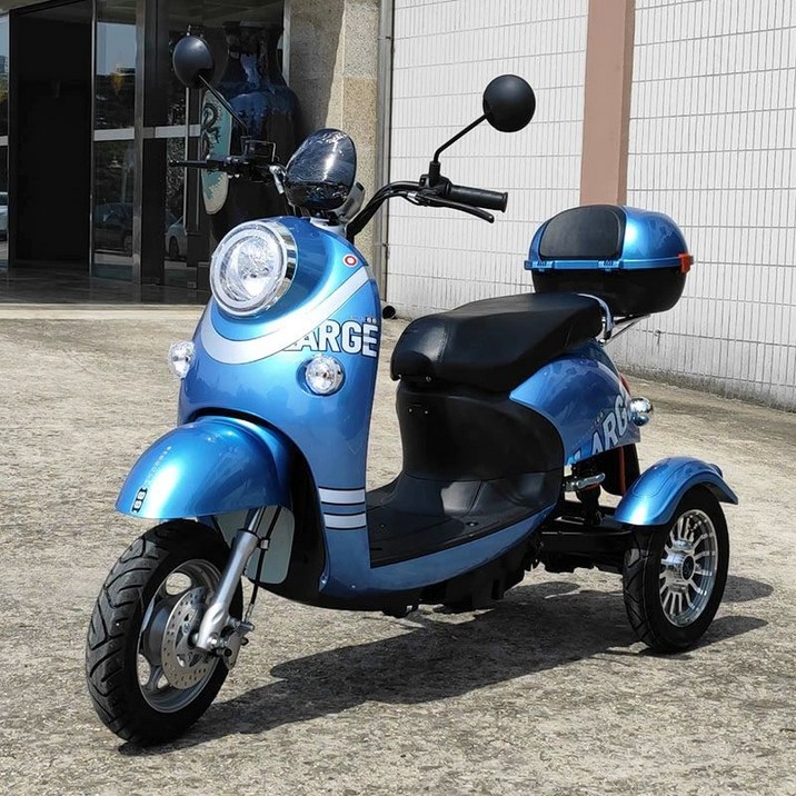 세발 스쿠터 삼륜 강아지 경량 역오토바이 삼발이 삼발 농업용 배달용 전시, 전기광블루고급형, 96V