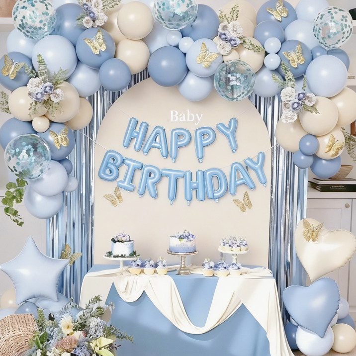 풍선 파티 생일 이벤트 장식 풍선구름 세트, 파티 풍선 세트,1세트, 블루 풍선 세트