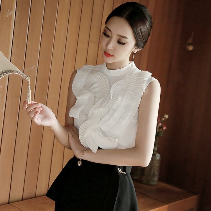 라미네즈 지지미 자켓형  땡땡이 거즈남방 블라우스 바스락 셔츠 민소매