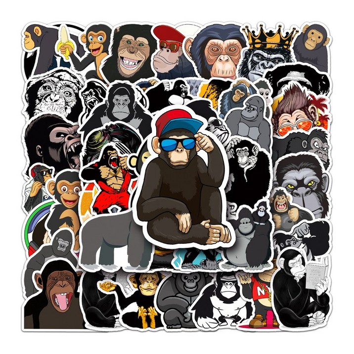 스트릿 고릴라 원숭이 캐릭터 방수 스티커 세트 노트북 캐리어 데코용 폰꾸 다꾸 취미