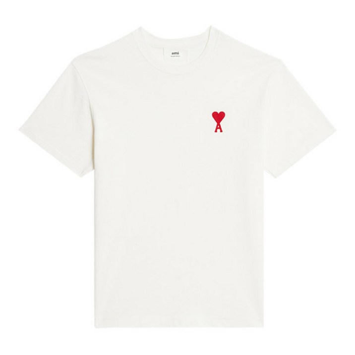 [아미] 하트 로고 반팔 티셔츠 UTS004 726 175 NATURAL WHITE/RED