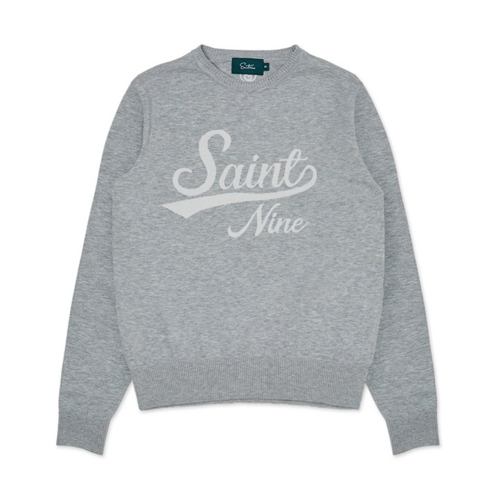 [세인트나인] 여성 레터링 라운드 스웨터 MELANGE GREY