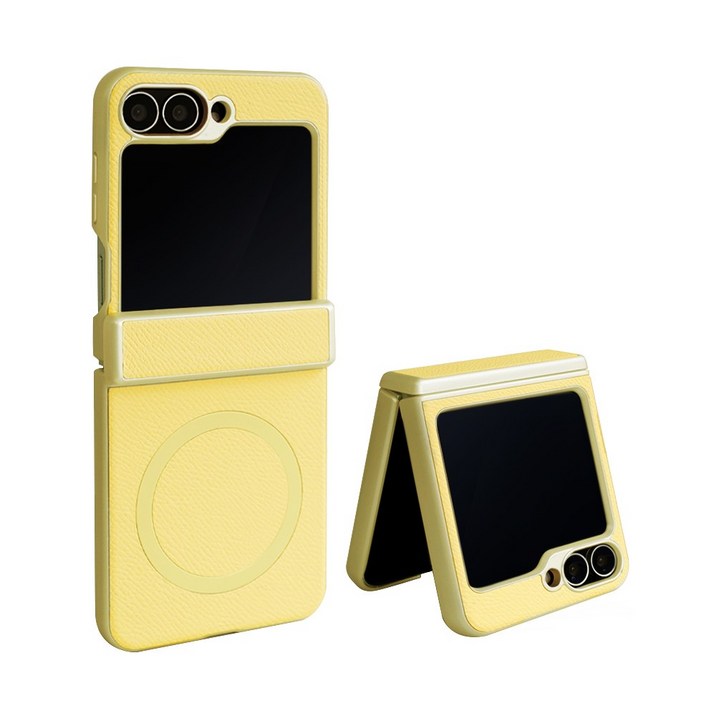 제루크 갤럭시 호환 Z플립 맥세이프 힌지보호 소가죽 풀커버 휴대폰 케이스