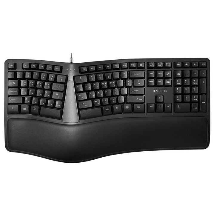 IPLEX 에르고노믹 분리형 멤브레인 손목보호 유선 키보드, 인체공학, ERK2000, 블랙