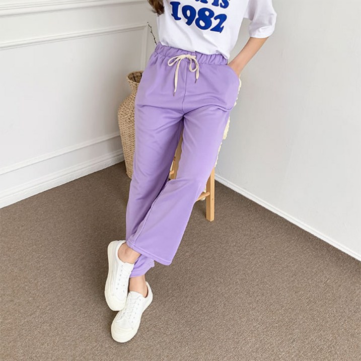 헤이진 여성용 데일리 밴딩 와이드 팬츠