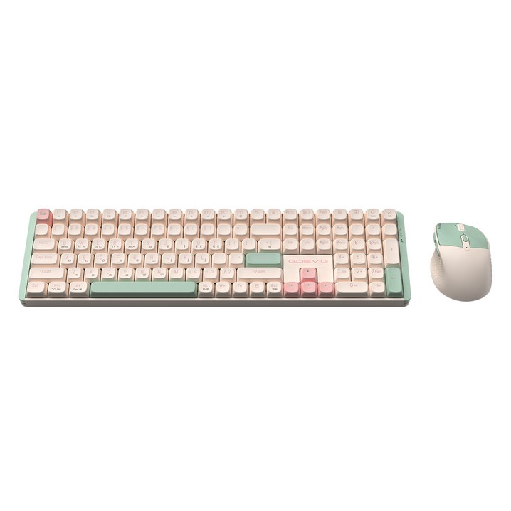 지데빌 무선 기계식 키보드 마우스 세트, 일반형, 아이보리, MK850W