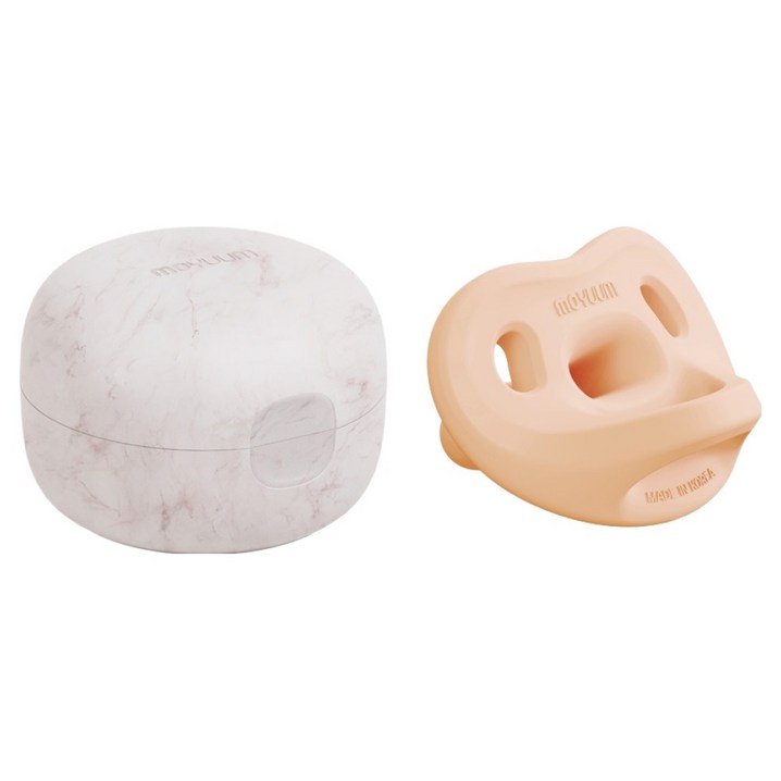 모윰 유아용 올 실리콘 마카롱 쪽쪽이  전용케이스 세트, 1단계13개월, 아프리콧, 1세트