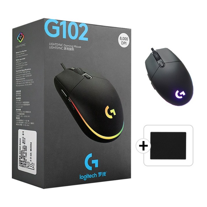 로지텍 G102 2세대 마우스 유선 게이밍 병행 정품박스 스토리링크 마우스패드 로지텍 G102 2세대 마우스 유선 게이밍 병행 정품박스 스토리링크 마우스패드