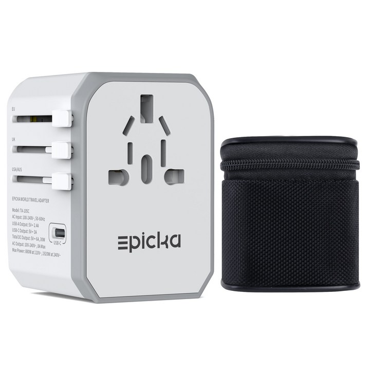 Epicka 해외 여행용 멀티 어댑터 TA105C, 1개 Epicka 해외 여행용 멀티 어댑터 TA105C, 1개