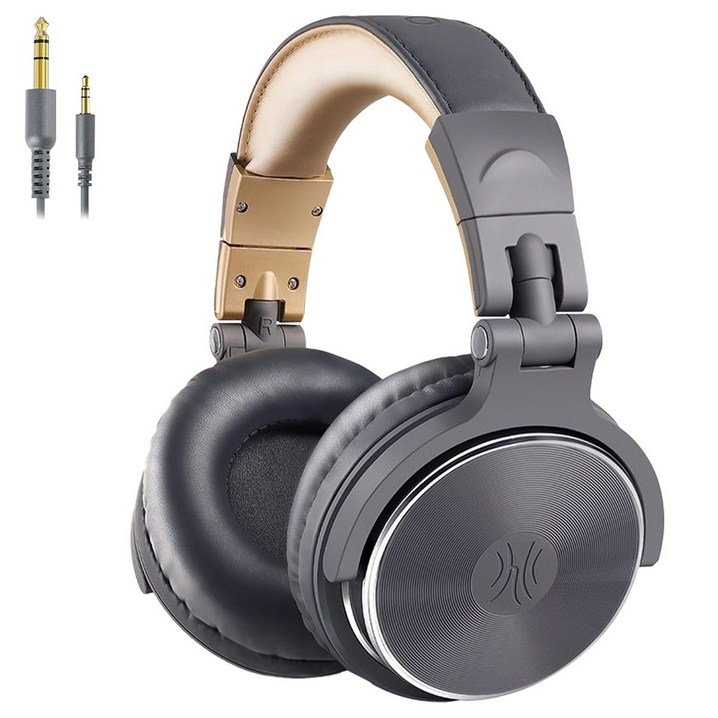원오디오 PRO20 모니터링 헤드폰 오버이어 밀폐형 듀얼잭 유선 헤드셋, 그레이 골드