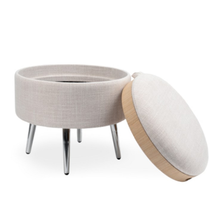 포블리스 오델로 수납 스툴 선반 의자 소형, 오트밀화이트, 1개