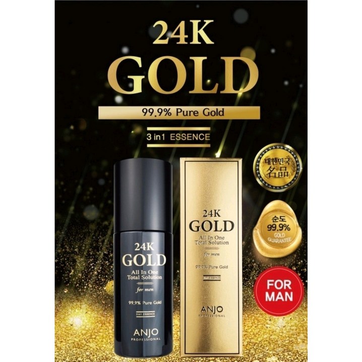 남성 올인원 앙쥬 프로페서날 24K 골드 올인원 토탈 솔루션 포맨 200ml 증정 콜라겐 핸드크림 100g 피부트러블 및 민감하고 건조한 피부 개선, 저자극성 향, 1개