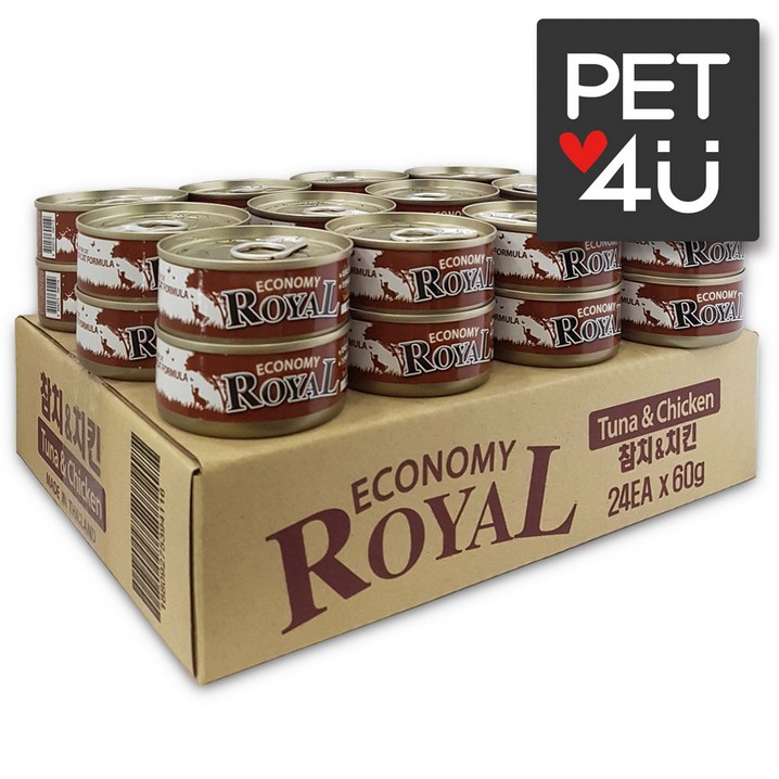 이코노미 로얄 고양이 캔 1box24개입 고양이 습식 캔 간식 통조림 콤보, 참치치킨, 60g, 24개