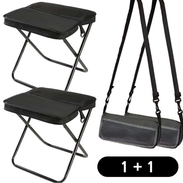 호잉상점 1+1 대형 휴대용 접이식 의자 크로스백 초경량 야외 놀이동산 웨이팅 캠핑 낚시 의자, 1세트, 블랙 2개