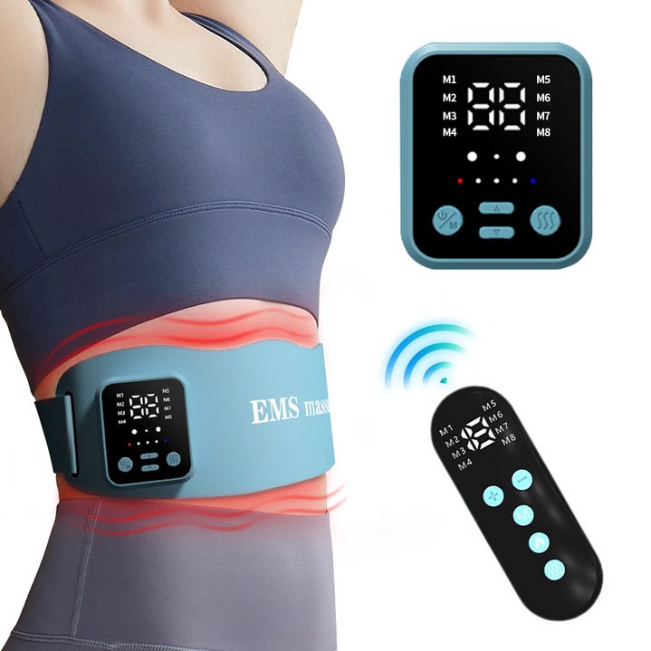 Garrl 저주파 복부 마사지기 EMS 트레이닝 마사지기 무선 온열 진동 복부 마사지기 리모컨 포함