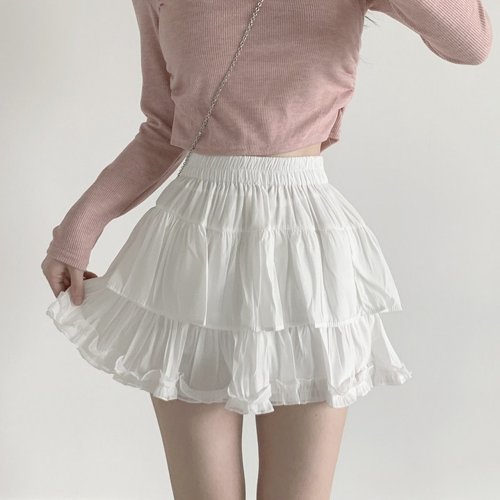 부기샵 메이 레이스 캉캉 밴딩 여성 미니스커트