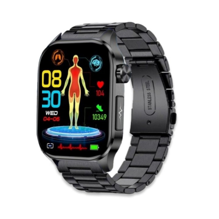 액션맨 글루코워치 ET 건강데이터 스마트워치, 블루투스, 5.13cm, 블랙실리콘+블랙스틸