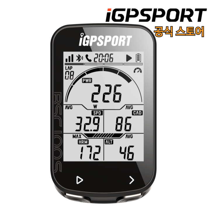 iGPSPORT BSC100S 자전거 스마트 GPS 속도계, 블랙, 1개