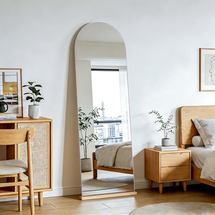 뷰티피크 아치형 노프레임 전신거울 거치형 강화안전유리 40*150cm, 프레임 없음