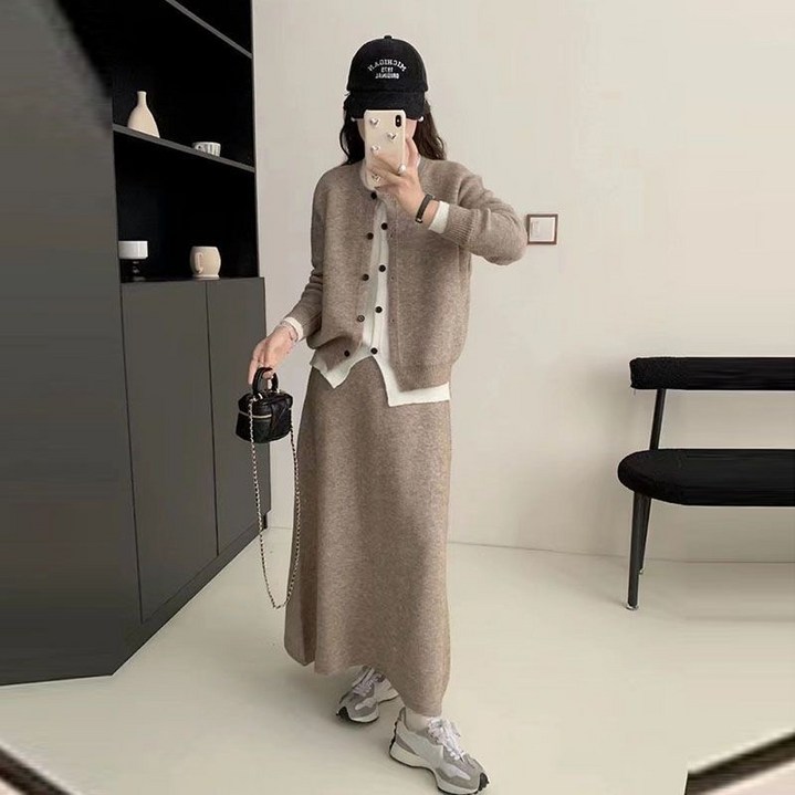 빌리즈빈 여성 라운드 캐주얼 스커트 니트 투피스 51246