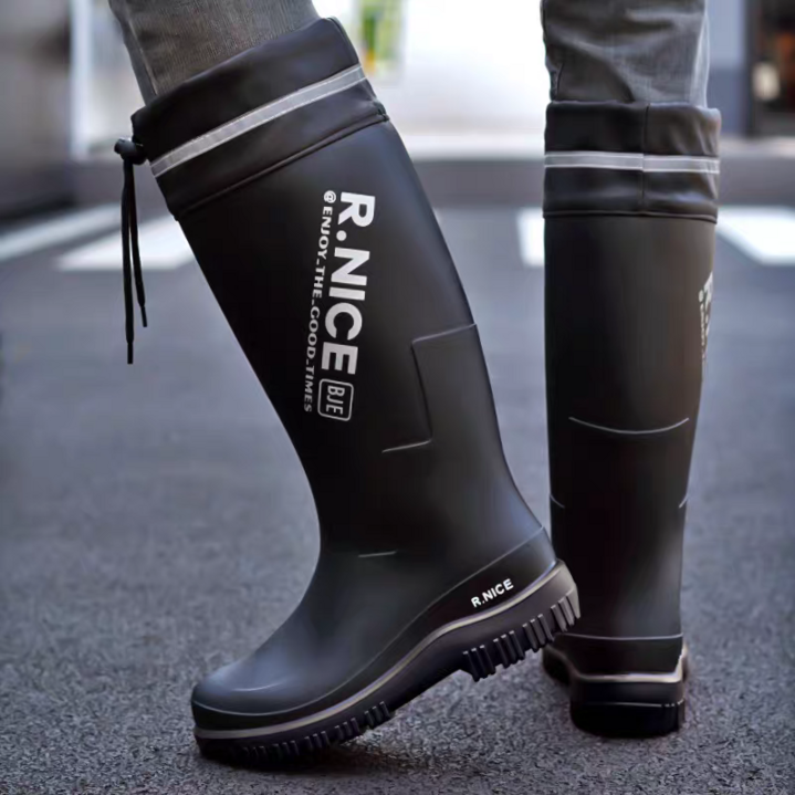 TIMEPURE 남성용 수축형 하이 레인부츠 신상 미끄럼방지 방수 장화 낚시 배달기사 작업화 전용 고무신
