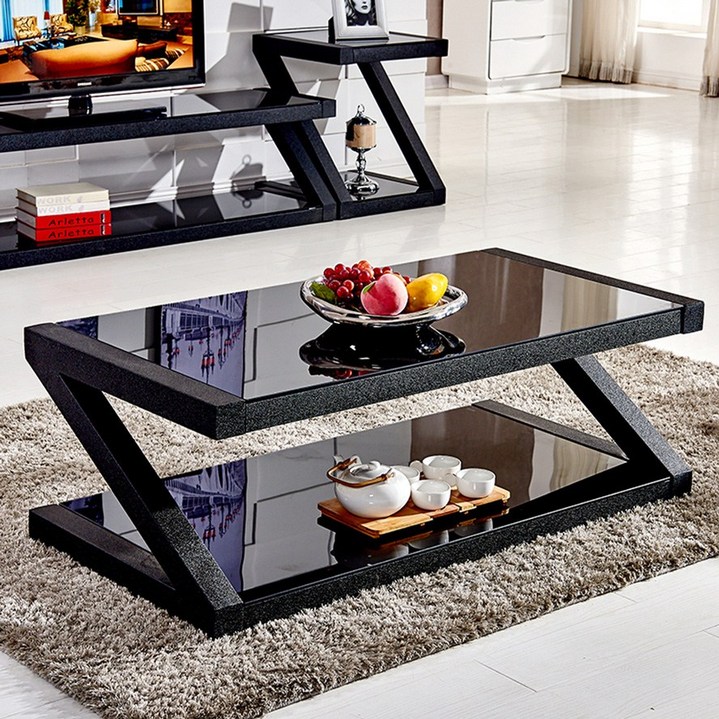 아우스 DZ 시리즈 거실테이블 쇼파테이블 티테이블 거실탁자 탁자, 블랙블랙 80cm