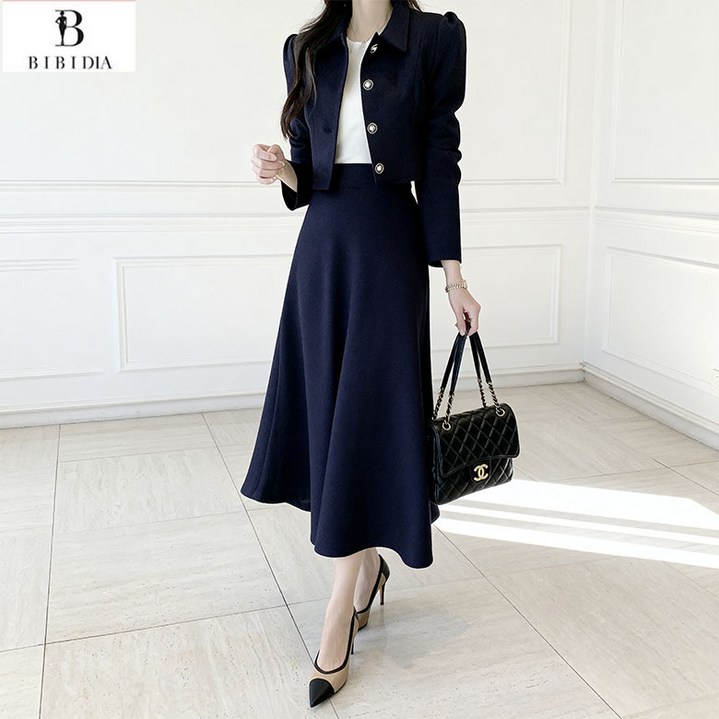 비비디아 Bibidia 봄신상 여성 정장 자켓 롱 치마세트 투피스 오피스룩 하객룩 고급원단 (S~2XL) 5456