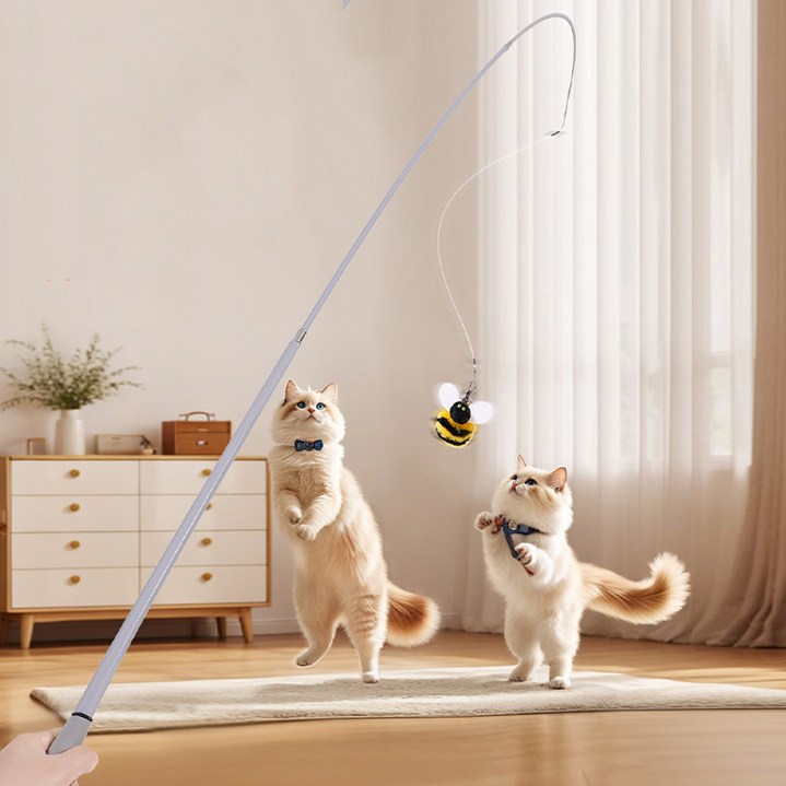 고양이낚시대 꿀벌 깃털세트 장난감 냥이낚시대 애묘 1.8m