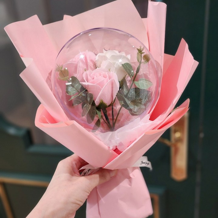 폴럽 풍선꽃다발 아크릴 꽃풍선 풍선꽃 기념일 어버이날 졸업식 입학식 생일, 프리미엄 핑크, 1개