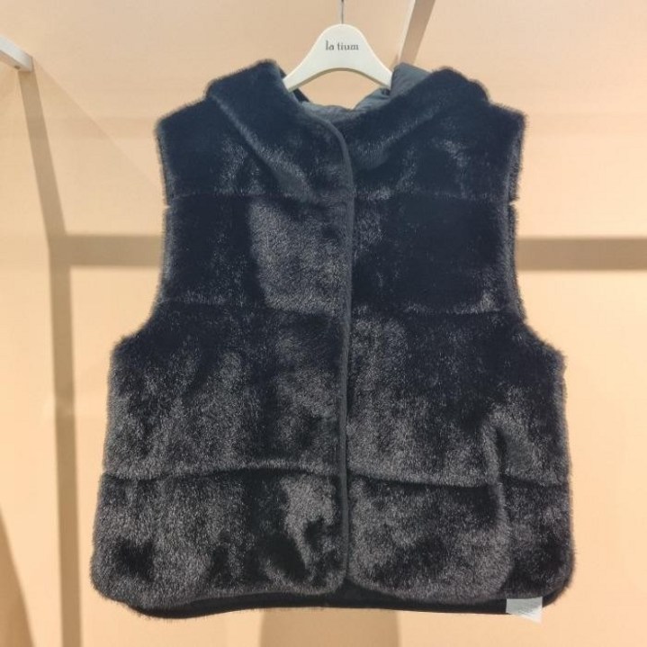 라티움 Destijl 부드러운 페이크 밍크털 짧은 숏 후드조끼 D2554vt03 431518