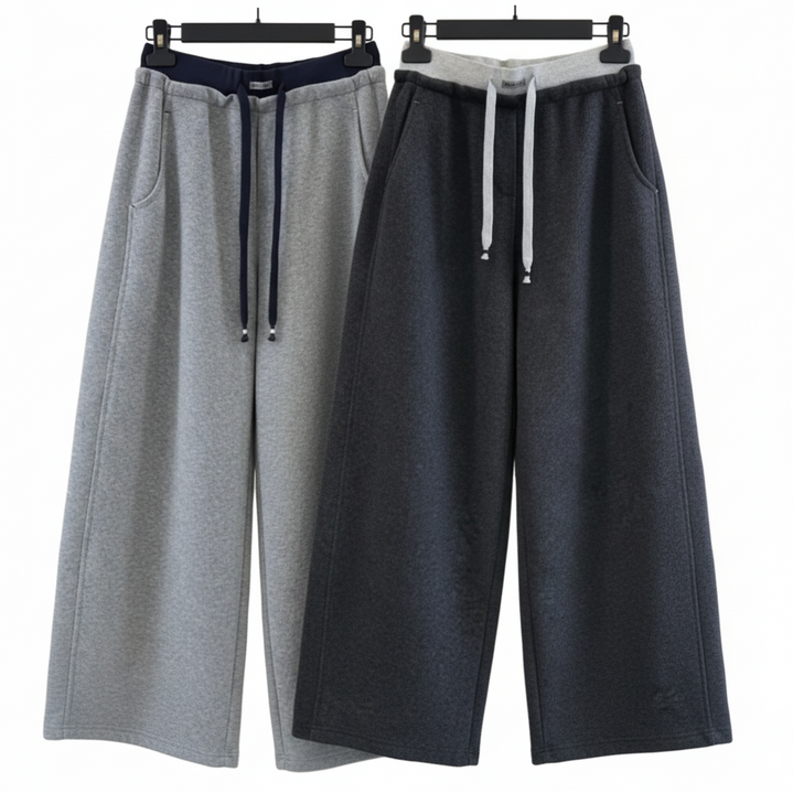 다리 길어보이는 150kg까지 빅사이즈 여성 프리미엄 배색 디자인 팬츠 가을 겨울 편한 독특한 힙합 스트릿 아웃도어 핏 이쁜 큰옷 베이직 오버핏 솔리드 와이드 칼부림 바지