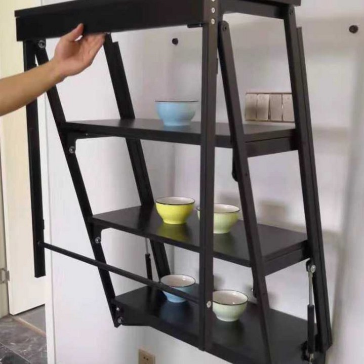 벽부착 접이식 식탁 오피스텔 공간 활용 테이블 폴딩, 124x80 우드 다층 회색