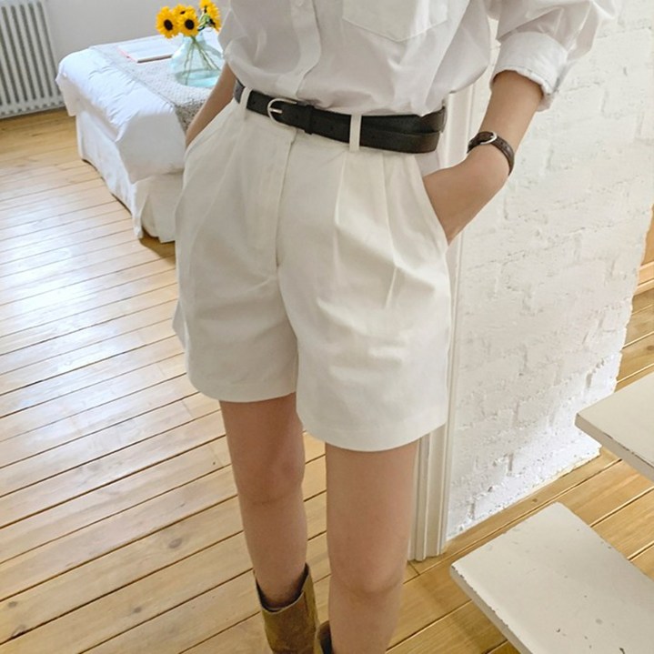 올시즌 레아 투핀턱 하프 팬츠 빅사이즈 반바지 513