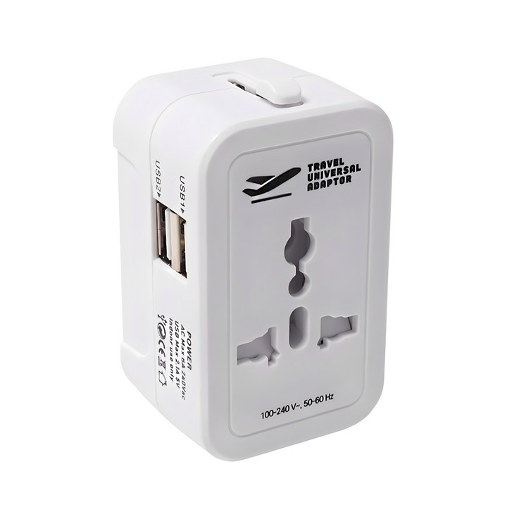 홈플래닛 해외 여행용 멀티 어댑터 USB 2포트  파우치 세트