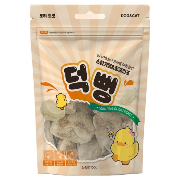 초심 강아지 동결건조 간식 트릿, 100g, 1개, 오리