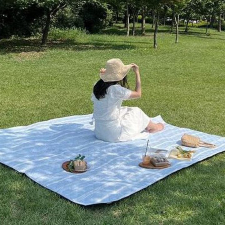 한스갤러리 방수 피크닉 매트 감성 두꺼운 돗자리, 아쿠아블루