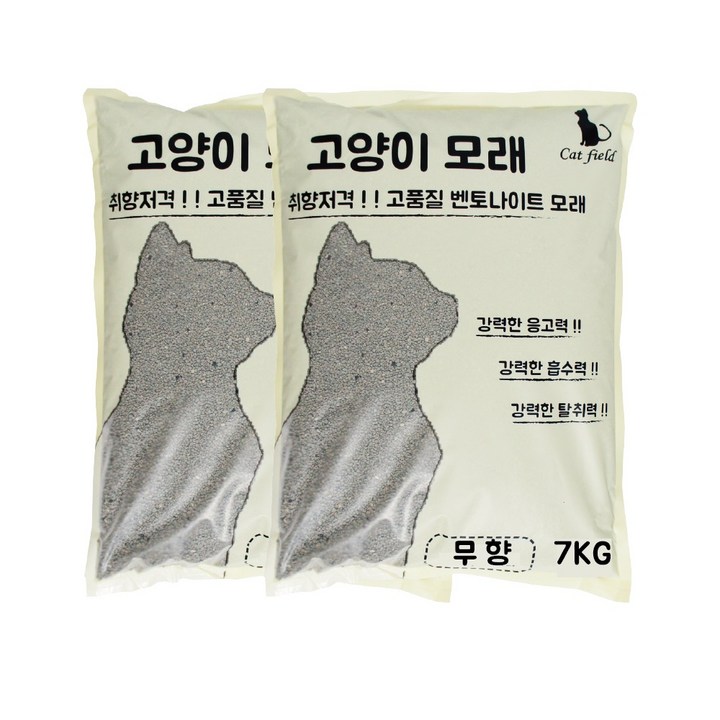 캣필드 벤토나이트 고양이모래 무향, 10L, 2개, 무향