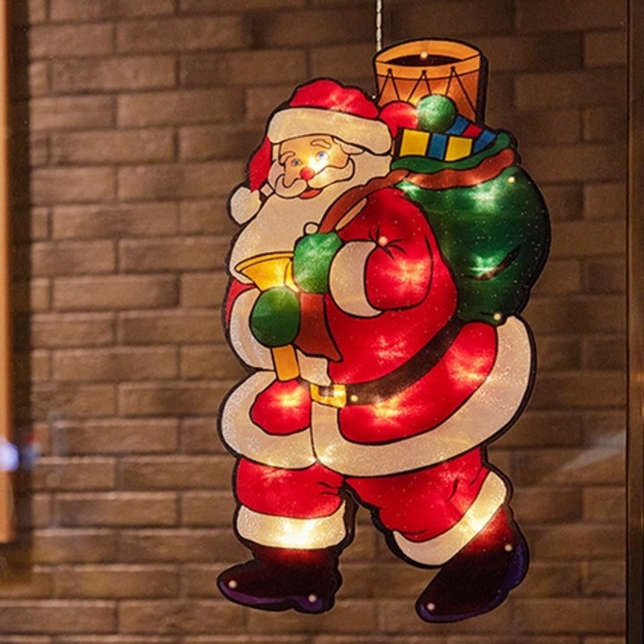산타장식 콜리의잡화점 창문에 붙이는 크리스마스 조명, 선물든 산타