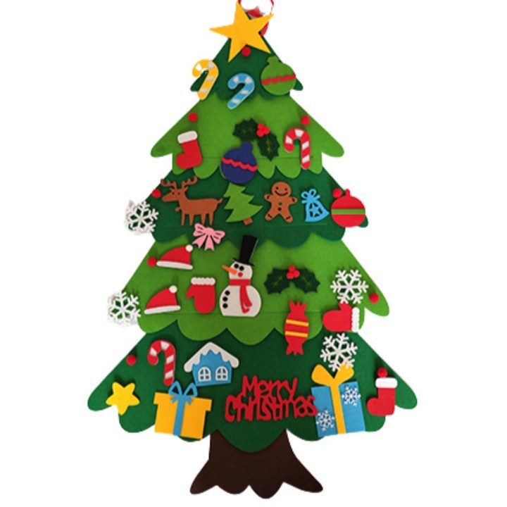 트리만들기 DIY 펠트 크리스마스 트리 나무 만들기 KC인증 - 셀프 부직포 트리 전구 장식 어린이 벽트리