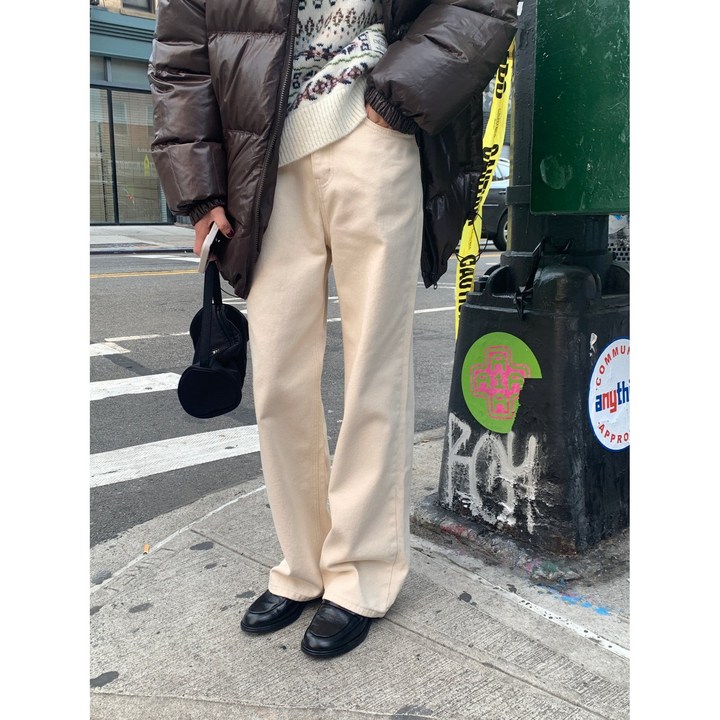 underson 언더슨 멜드 크림진 코튼기모 팬츠