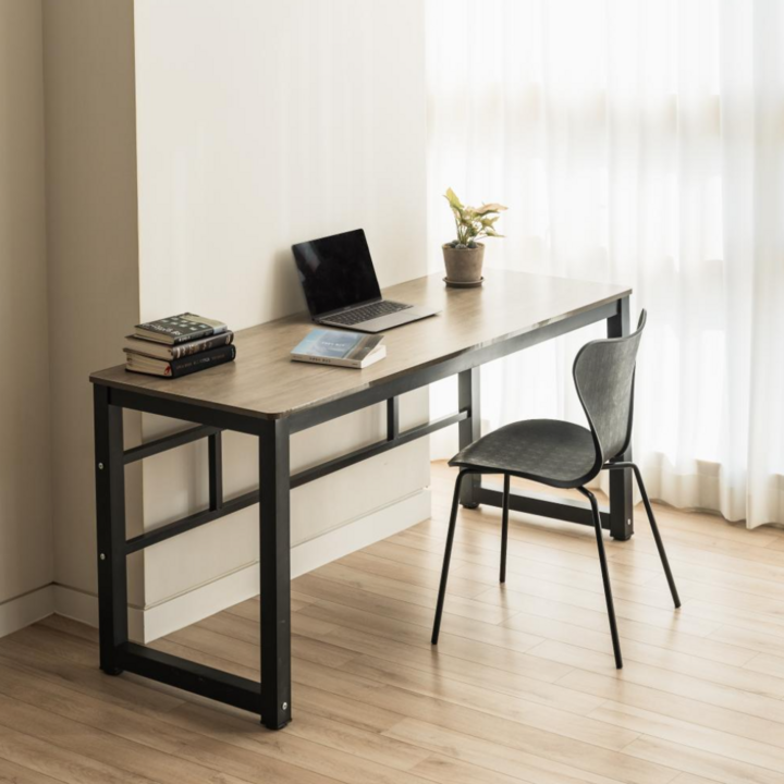 멀바우식탁 사무실 책상 컴퓨터 테이블 멀티책상, 블랙프레임+그레이상판