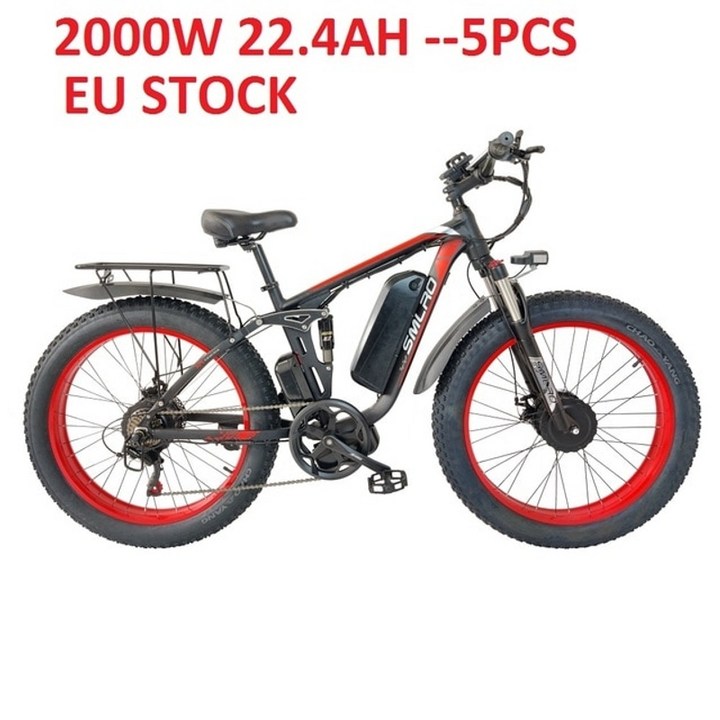 산악전기자전거 팻바이크 자전거 2000w 듀얼 모터 전기 산악 4 v 22 4ah 풀 서스펜션 도로 ebike 26quot 타이어 전자 v3 mtb velo