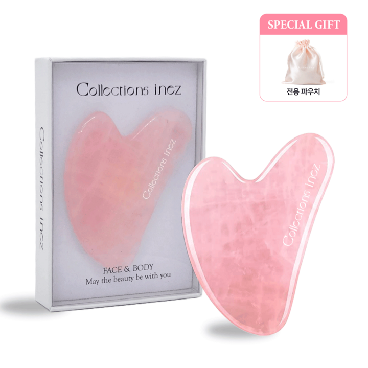 이네즈 로즈쿼츠 괄사 하트 얼굴 승모근 두피 림프 마사지 (파우치,알콜솜 증정), 2개, 단일색상