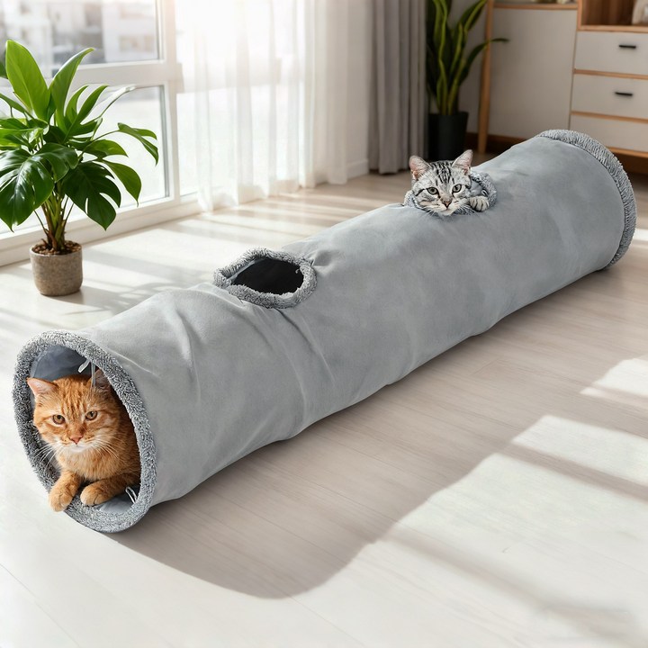 PAWZ Road 일자형 접이식 고양이 토끼 장난감 캣터널 패브릭 숨숨집, 길이130cm