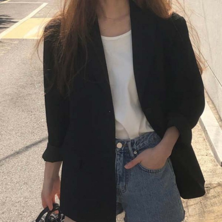 (자체제작) 루어스룸 어텀 투버튼 루즈핏 하프 오버핏 테일러드 블레이저 싱글 봄 하객룩 여성 자켓