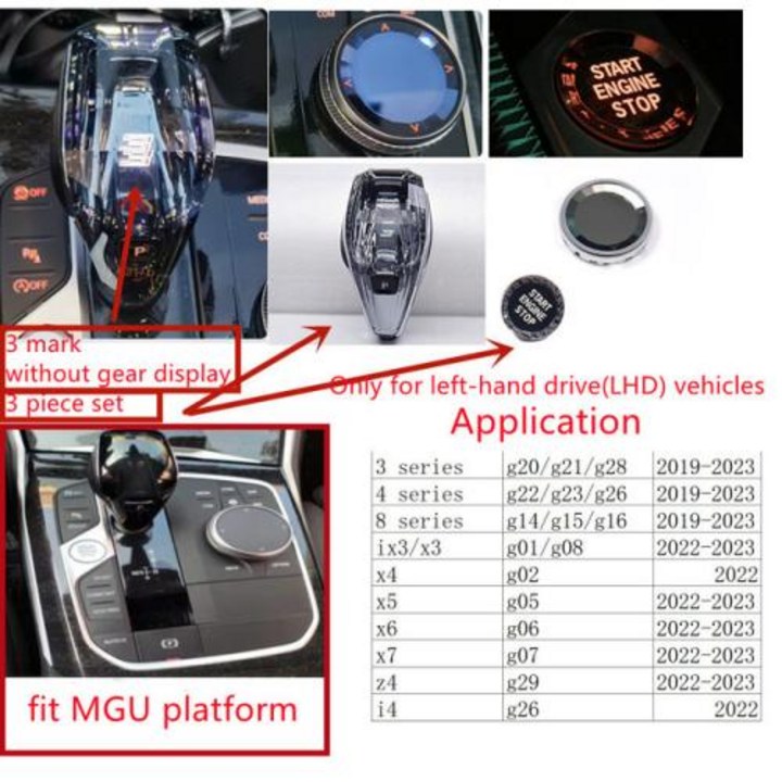 크리스탈기어봉 시프트 노브 레버 스틱 핸들 세트 BMW 3 5 시리즈 G20 G21 G28 G22 G23 G26 G15 G16 G31 G38 X5 X6 G05 G06 용 개 호환